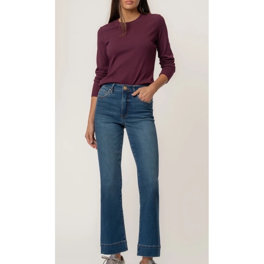 Kut from the Kloth Kelsey Fab Ab Ankle Flare Jeans‎ Blue 14 New With Tags